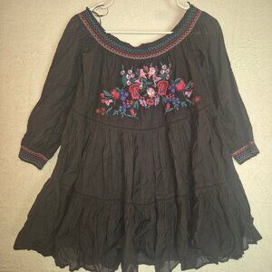 NWT Free People Sunbeams Mini Dress Black Babydoll SZ S Whimsigoth BOHO $148